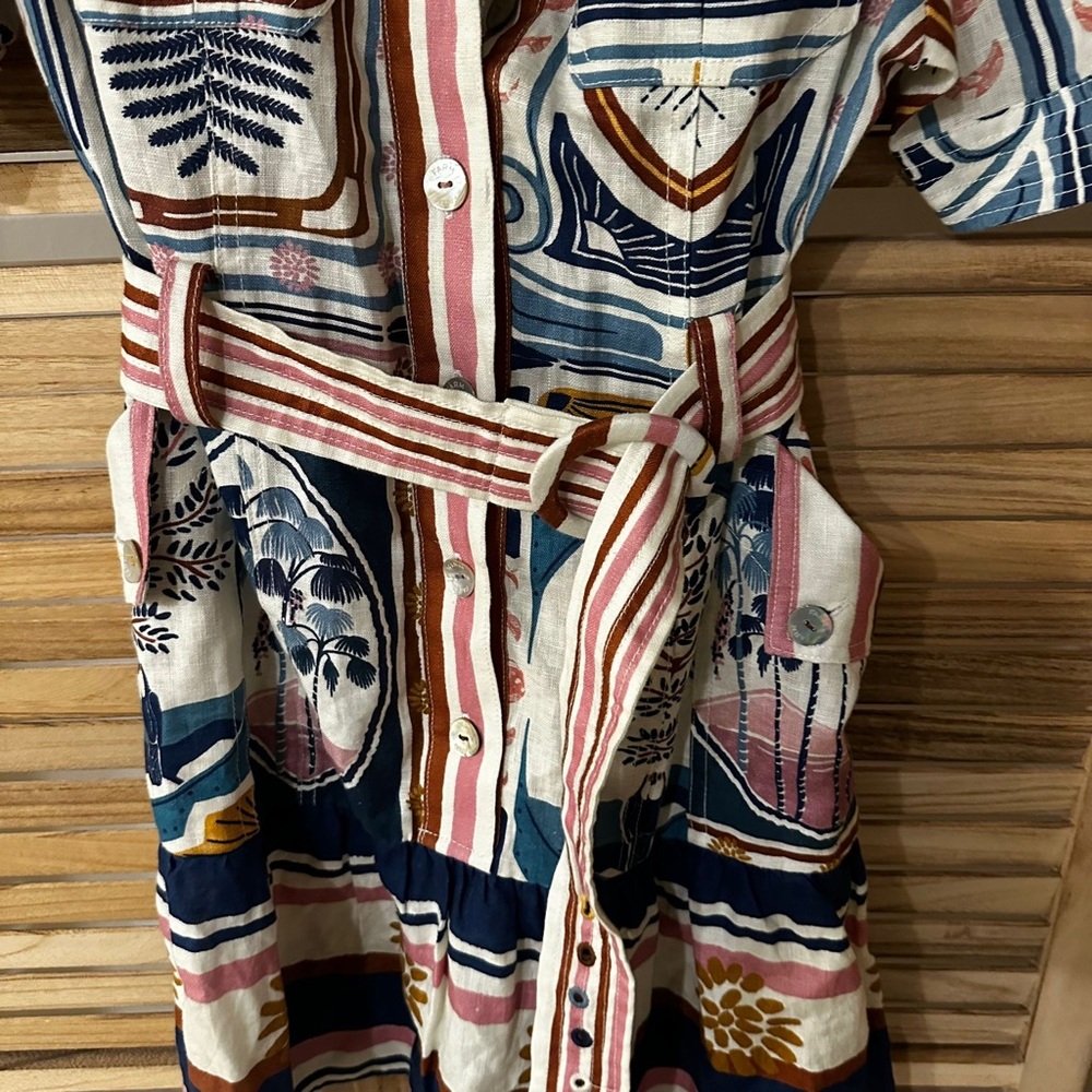 FARM Rio Cerrado Stamps Linen Mini Dress size L - Picture 6 of 9